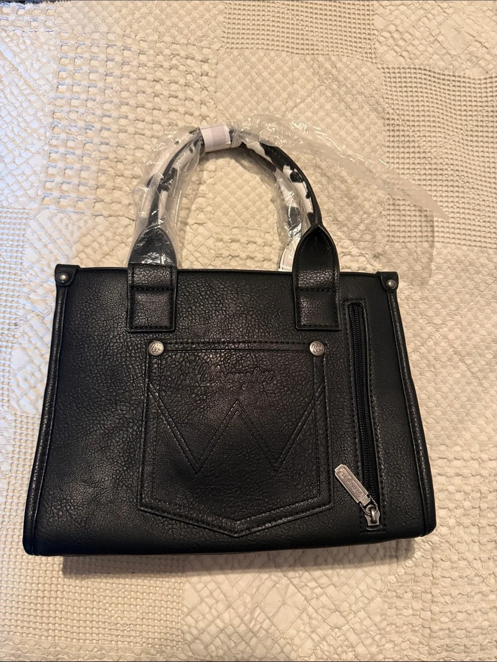Wrangler Black and White Cowhide Pattern Satchel